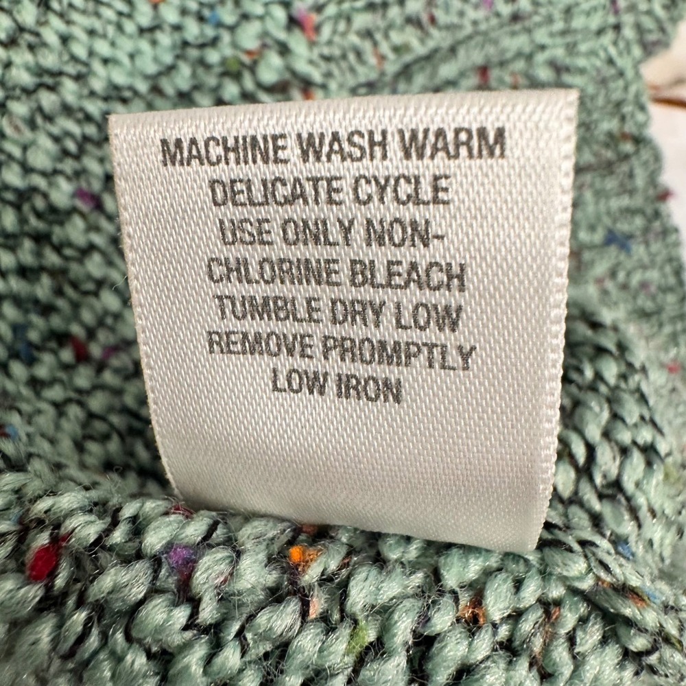 Dressbarn Pullover Womens 1X Green 3/4 Sleeve Marled Confetti V-Neck Sweater - Picture 7 of 10